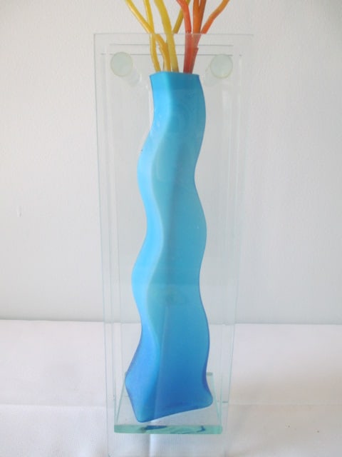 Beveled Glass Contemporary Art Glass Vase - 2