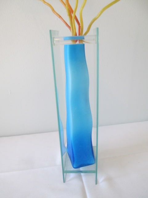 Beveled Glass Contemporary Art Glass Vase - 4