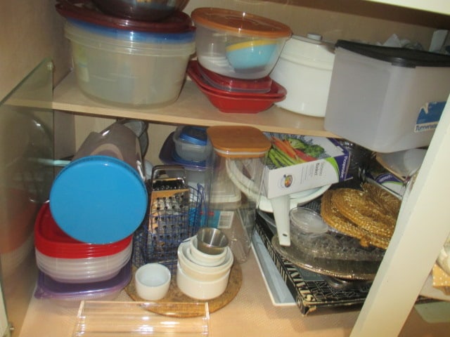 Contents of Two Kitchen Drawers and Base Cabinet-Kitchen Utensils, Plastic Ware, - 2