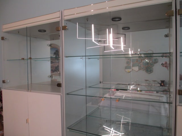 Modular Contemporary Modern Multi-Section Illuminated Display Cabinet Wall Unit - 5