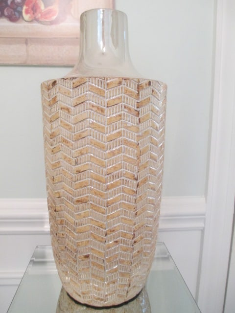 Tall Metallic Finish Textured Pottery Vase: 18"h, Local Pickup Only 