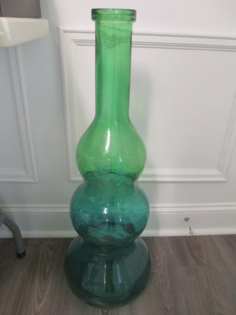 Green/Blue Ombre Bubble Glass Floor Vase: 30"h, Local Pickup Only 