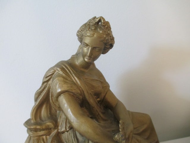 Gilded Finish Classical Greek Goddess Cast Sculpture - 2