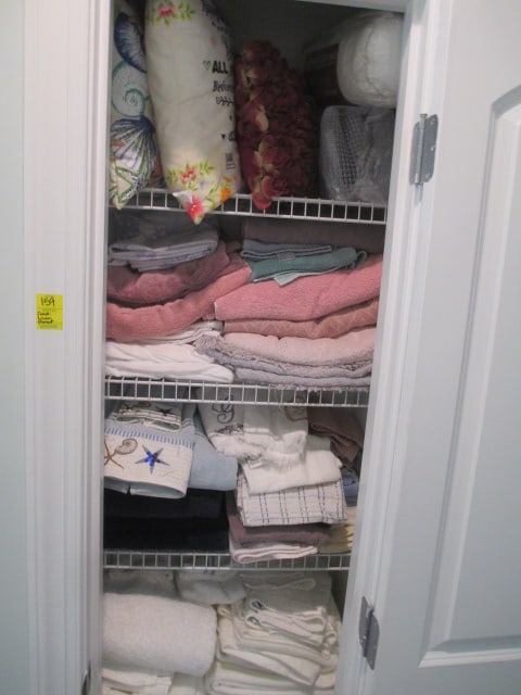 Hall Linen Closet Contents-Nice Towel Sets, Bath Mat Sets, Floor Mats, Sheets, etc.: See all pictures for selection, Bring Boxes/Bags-Local Pickup Only 