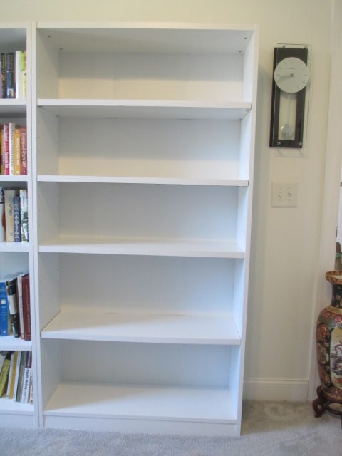 White 5 Tier Bookcase: 37 1/4" x 11 1/2" x 71 1/2", one fixed shelf and three adjustable shelves, Local Pickup Only 