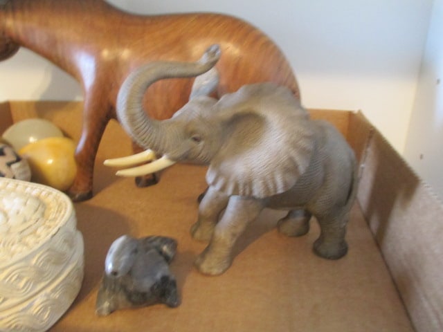 Grouping of Animal Figures, Stone Eggs, Letter Opener and Trinket Box - 2