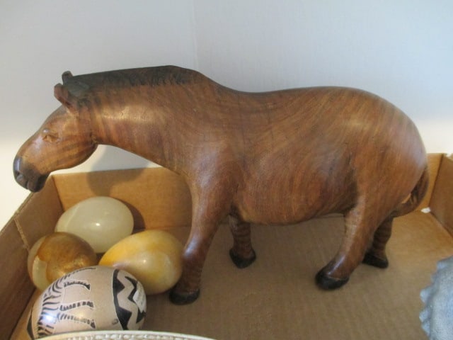 Grouping of Animal Figures, Stone Eggs, Letter Opener and Trinket Box - 4