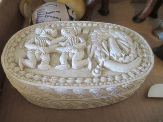 Grouping of Animal Figures, Stone Eggs, Letter Opener and Trinket Box - 6