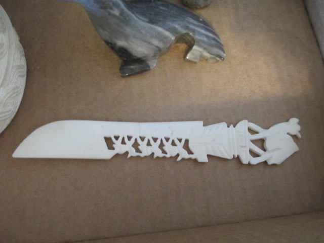 Grouping of Animal Figures, Stone Eggs, Letter Opener and Trinket Box - 8