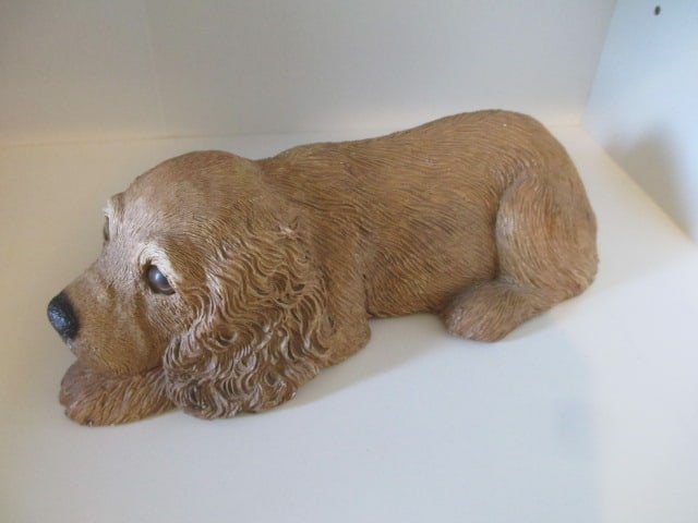 Sandicast "Cocker Pup" Sculpted Figure: #125, 9 3/4" long, few tiny finish chips 