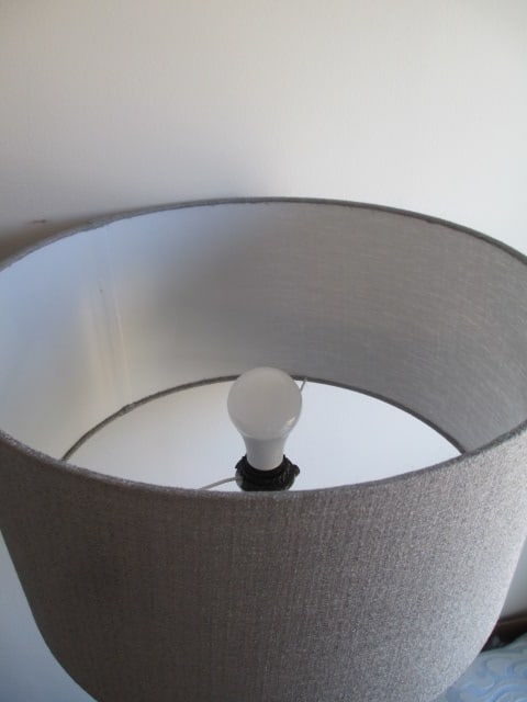 Brushed Brass and Black Floor Lamp with Grey Fabric Shade - 4