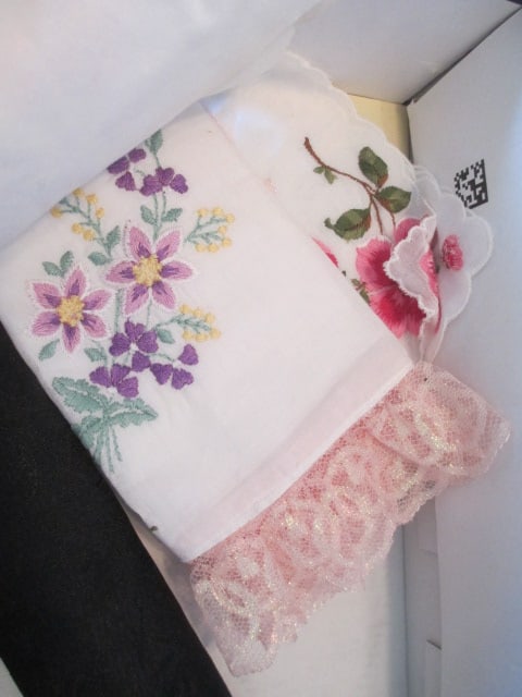 Vintage Ladies Evening Gloves, Beaded Evening Bag, Satin Slippers, Handkerchiefs - 10