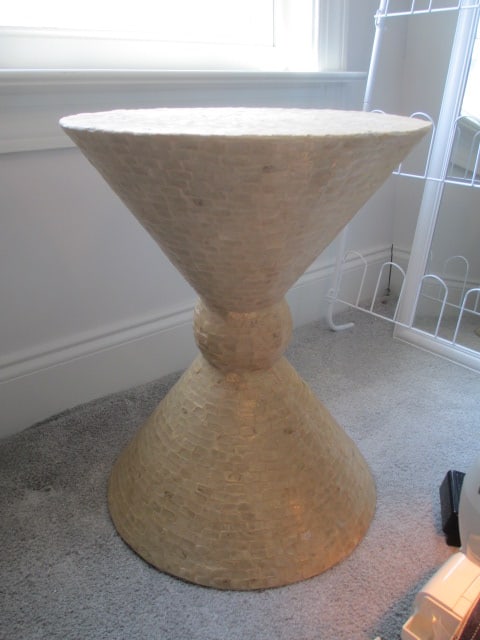 Hourglass Form Hollywood Regency Style Textured Mosaic Accent Table/Pedestal: 14 1/2"dia x 19"h, Local Pickup Only 