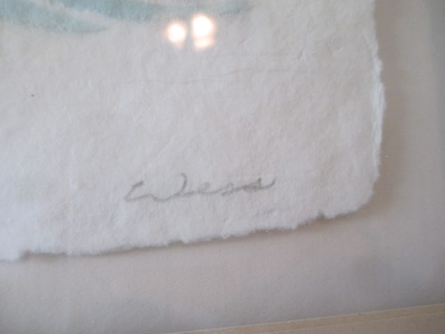 Pencil Signed and Titled Cast Paper Relief "Beachcombers" Watercolor Hand-Textured Fiber Art - 4