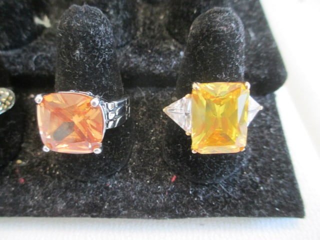Four Vibrant Color Gemstone Fashion Jewelry Rings - 2