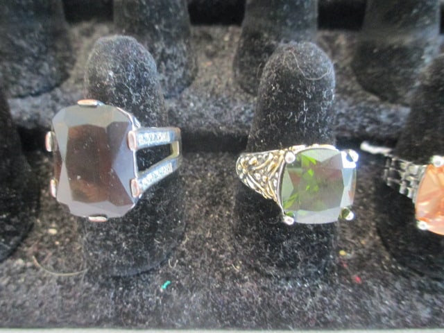 Four Vibrant Color Gemstone Fashion Jewelry Rings - 4