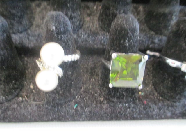 Four Vibrant Color Gemstone Silver Tone Fashion Jewelry Rings - 4