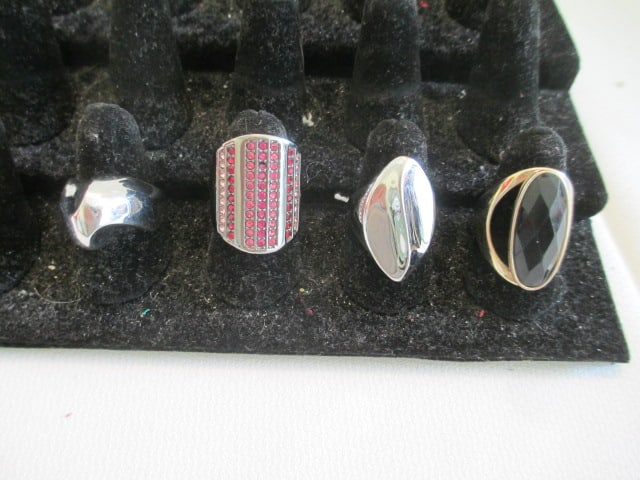 Four Geometric Sculptural Silver Tone Fashion Jewelry Rings: Various sizes, see all pictures for styles 