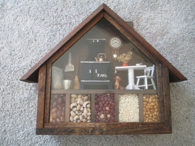 Folk Art Rag Doll, Diorama, Button Doll, Miniature Doll Chair, Handpainted - 2