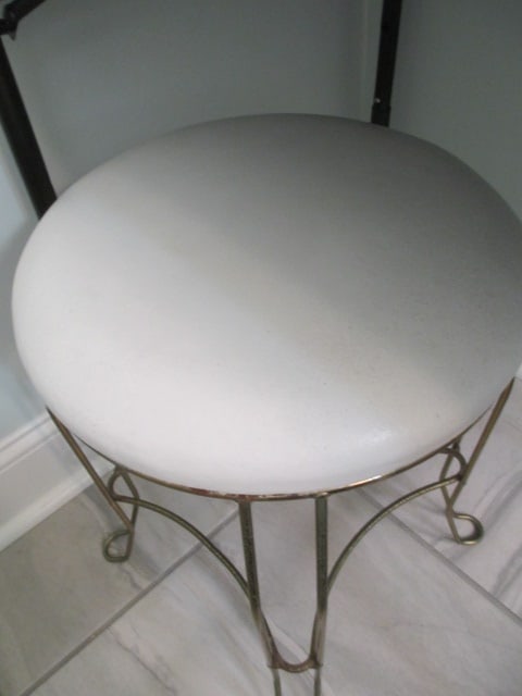Midcentury Gold Tone Vanity Stool - 2
