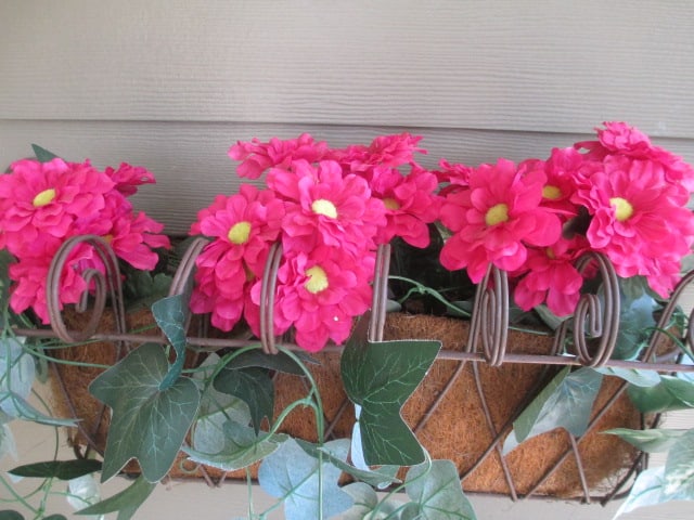 Pair of Bronze Finish Metal Pillar Candle Scones and Wire Wall Mount Planter Box - 3