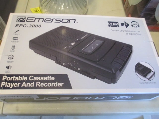 New in Box Emerson EPC-3000 Portable Cassette Player/Recorder: Can convert cassettes to MP3 player 