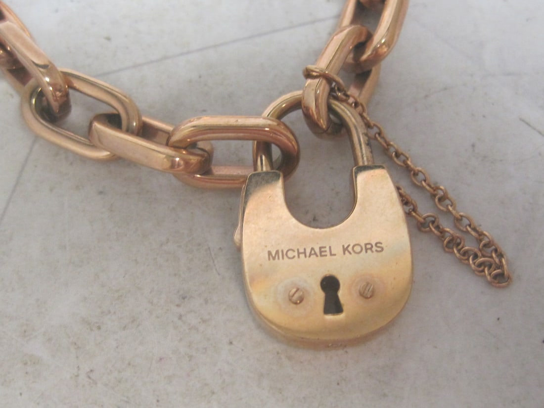 8" Michael Kors Rose Gold Plated Padlock Bracelet - 2