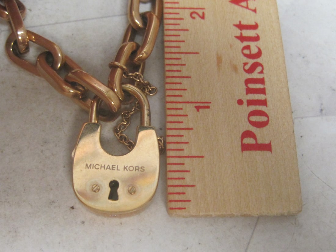 8" Michael Kors Rose Gold Plated Padlock Bracelet - 4