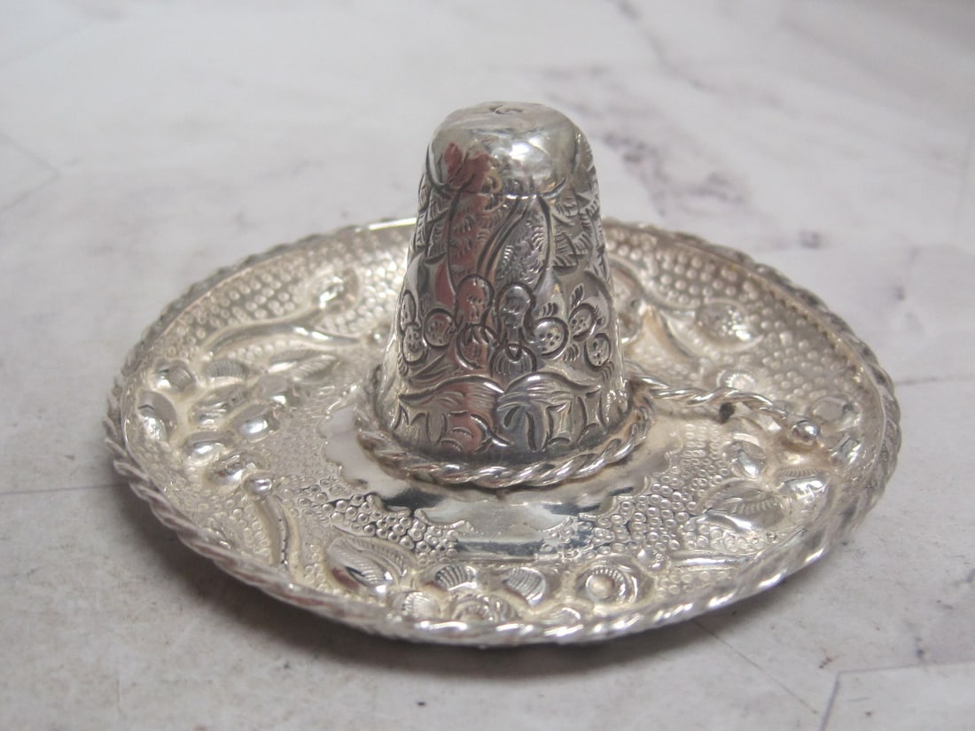 Sterling Silver Sanborn's Mexican Sombrero Ring Holder: Weighs 22.5 grams. Very intricate, signed.