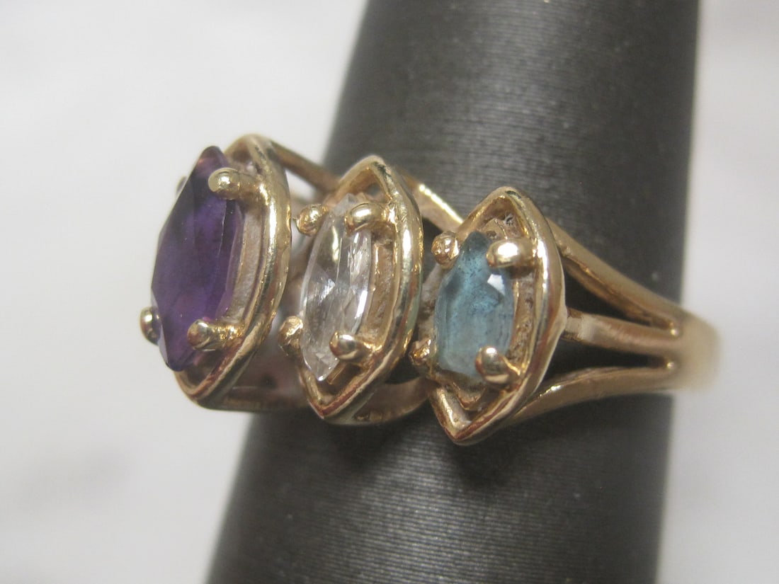14k Gold Multi Gemstone Ring - 2