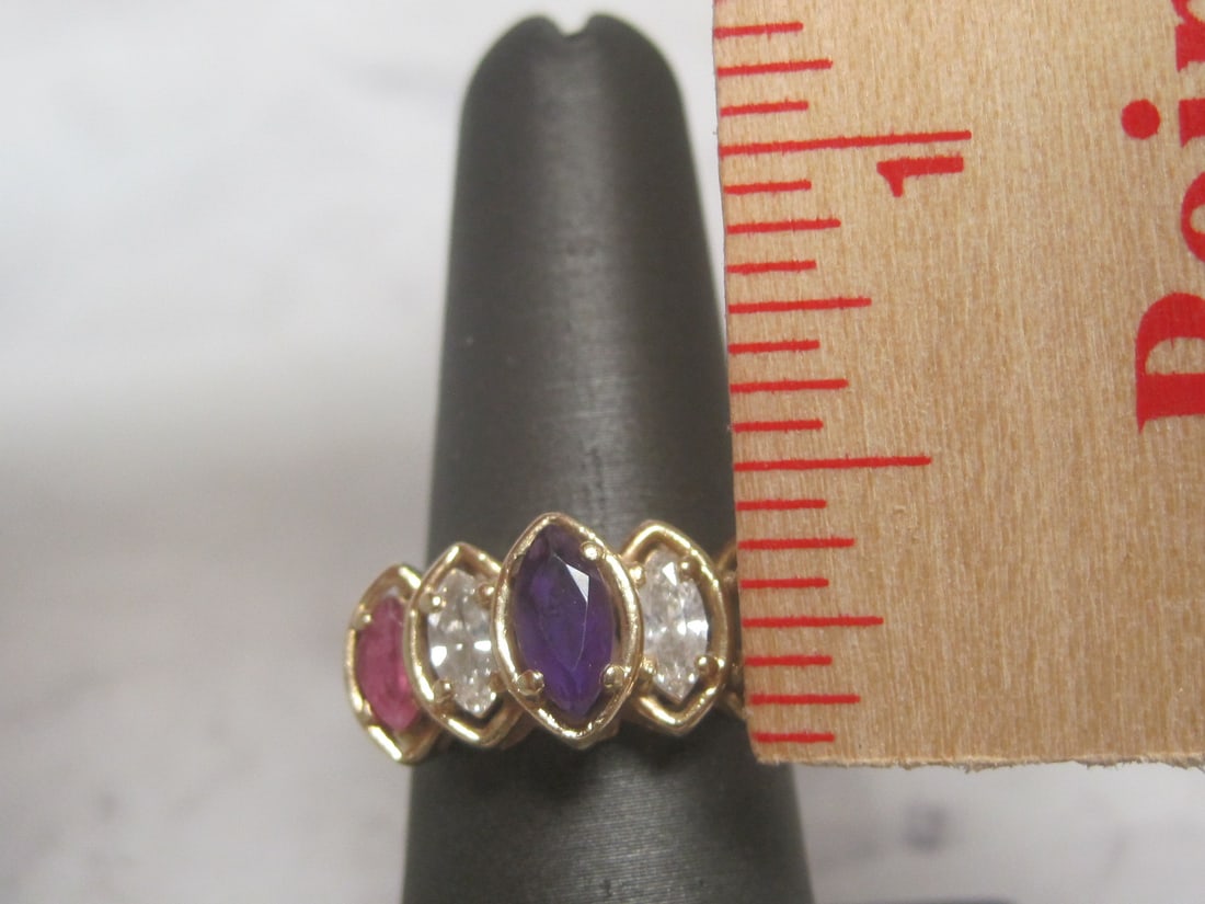 14k Gold Multi Gemstone Ring - 5