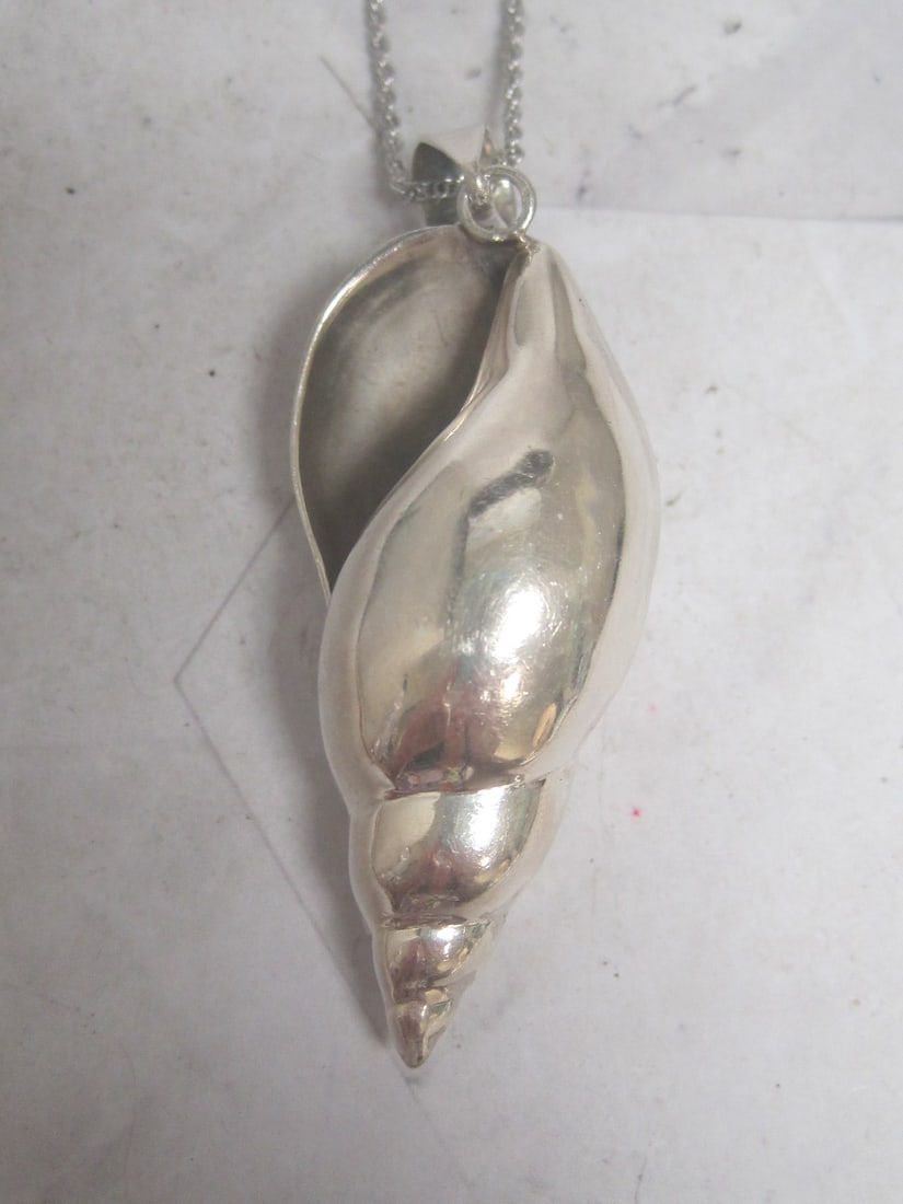 Sterling Silver Large Seashell Pendant on 18" Sterling Silver Chain - 2