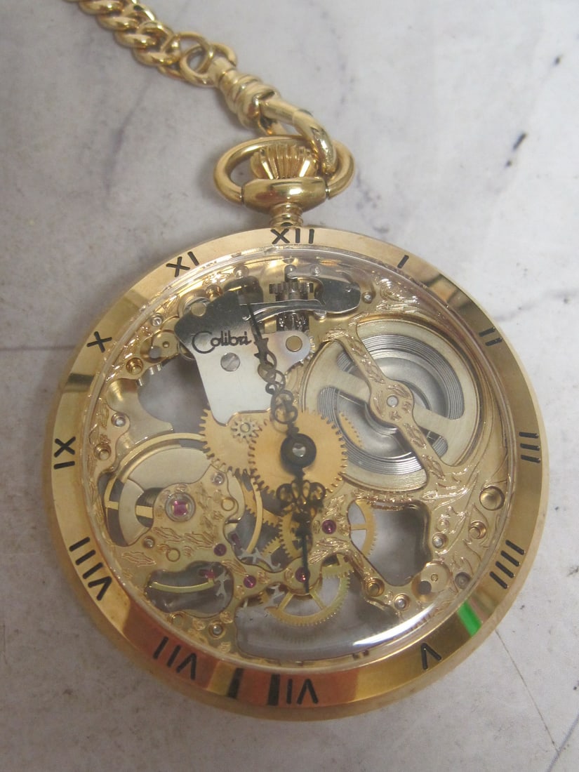 Colibri Goldplated Skeletonized Pocketwatch (1 of 8)