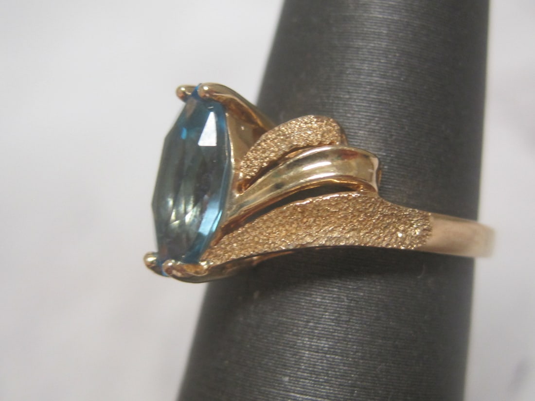 14k Gold Aquamarine Marquise Ring - 2