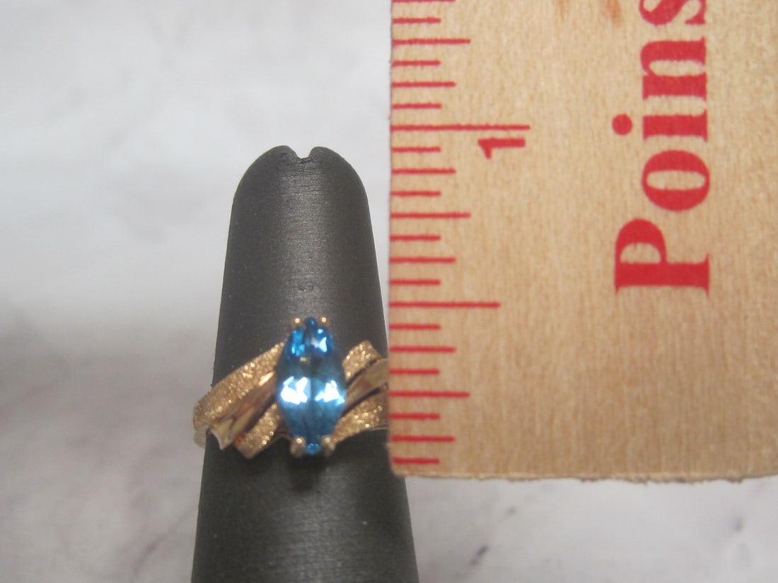 14k Gold Aquamarine Marquise Ring - 4