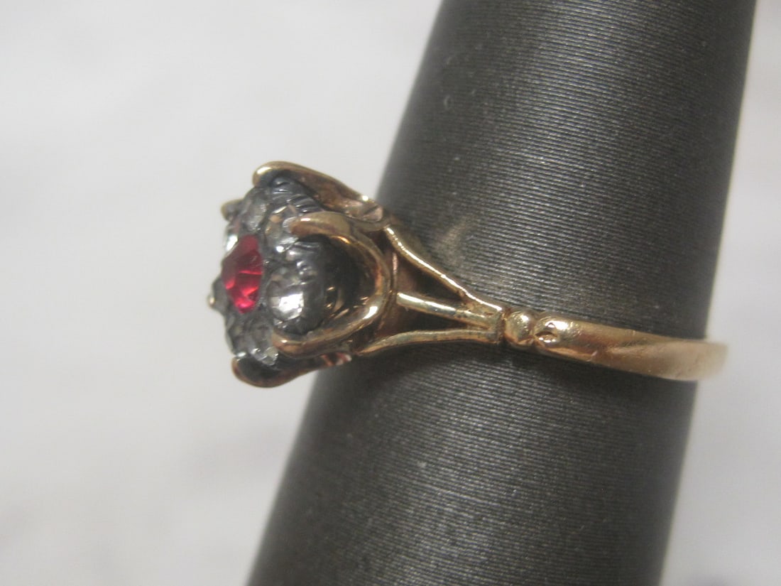 14k Gold Antique Ruby & Diamond Ring - 2