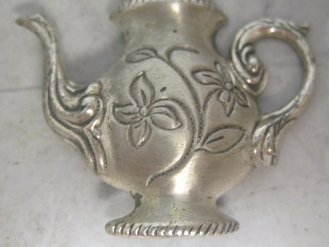 1930's-1940's Sterling Silver Teapot Brooch - 3
