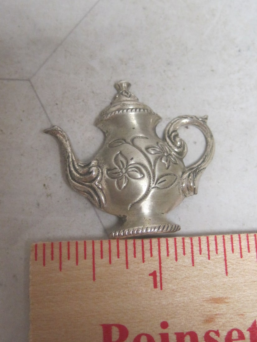 1930's-1940's Sterling Silver Teapot Brooch - 5