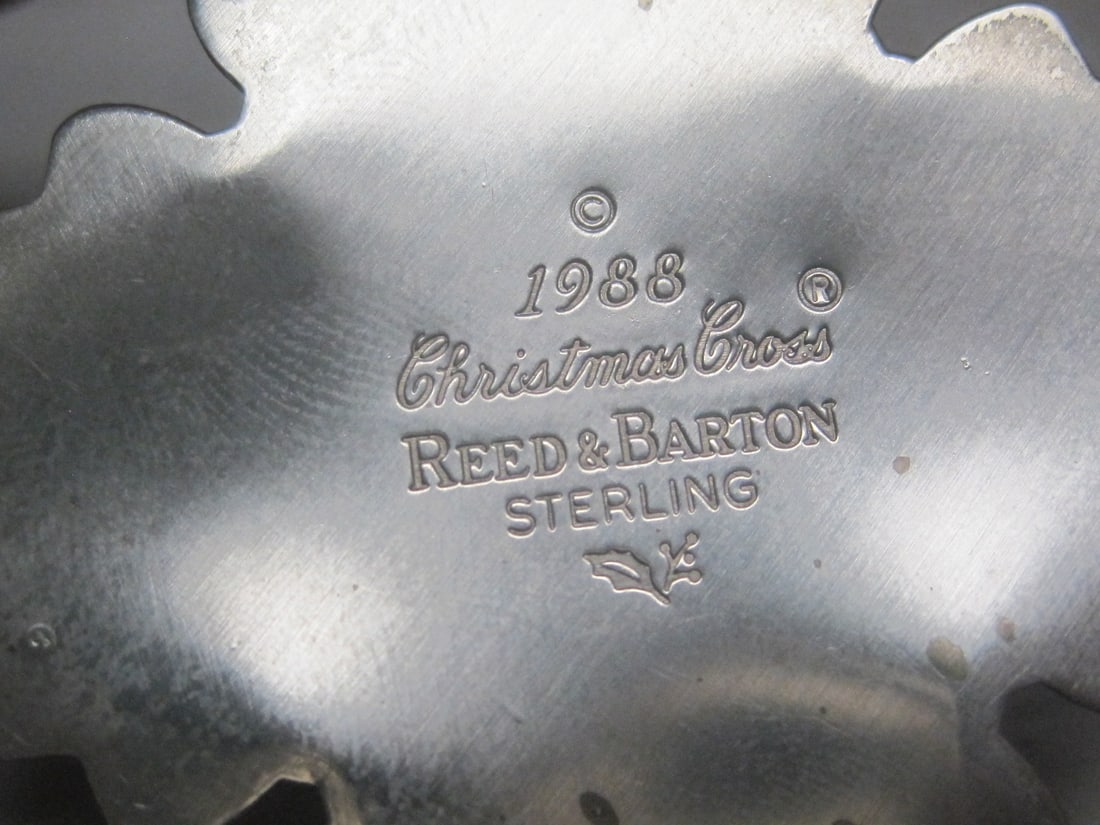 Sterling Silver Reed & Barton 1988 Cross Ornament/Pendant - 3