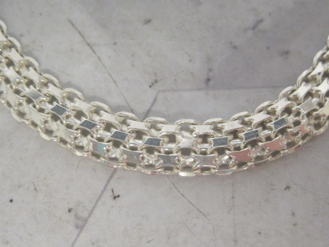 18" Sterling Silver Heavy Mesh Choker Necklace - 2