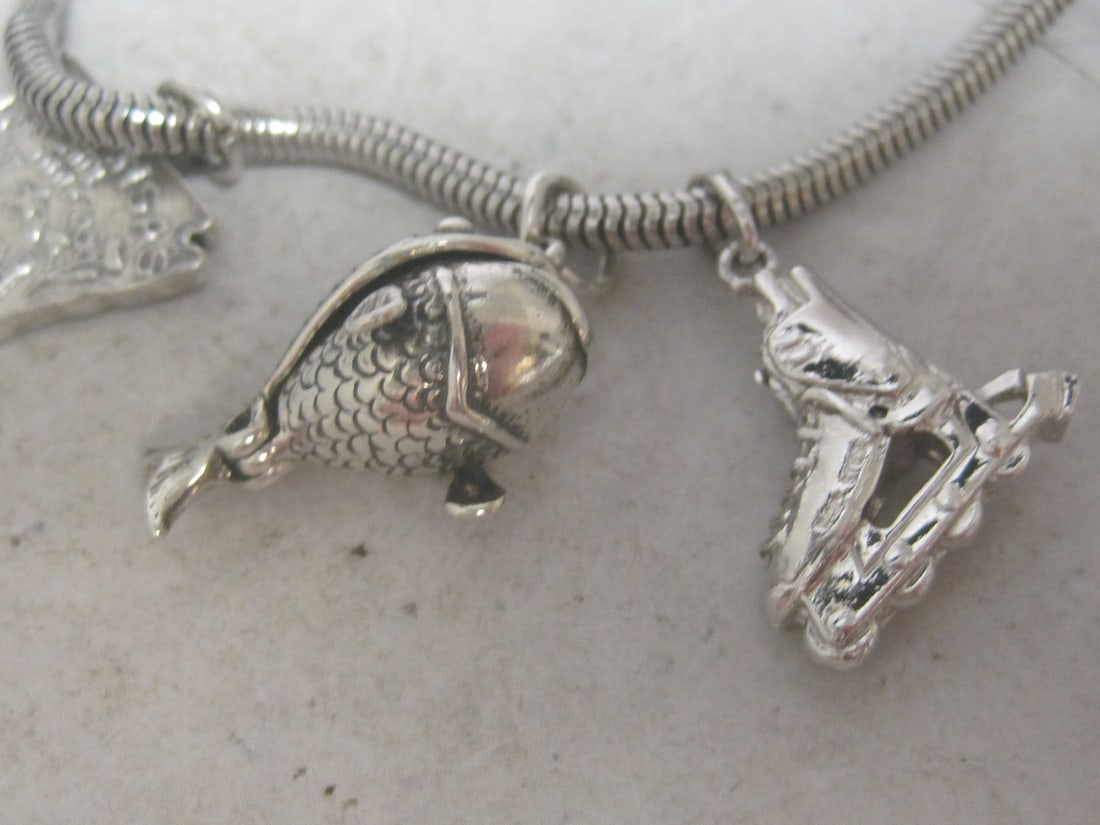 8" Sterling Silver Michael Valitutti Bracelet with Sterling Silver Charms - 3