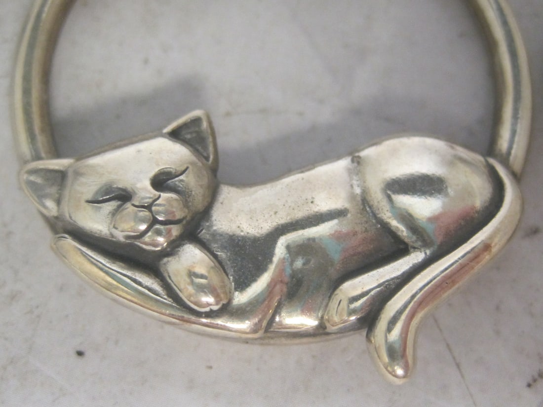 Sterling Silver Kabana Sleeping Cats Earrings - 2