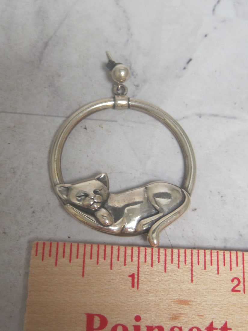 Sterling Silver Kabana Sleeping Cats Earrings - 4