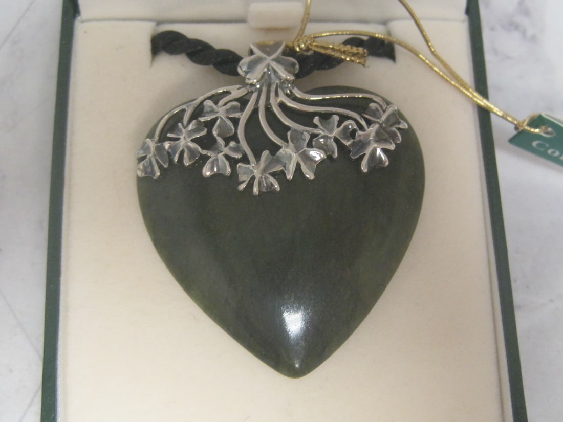 Sterling Silver Mounted Connemara Marble Pendant on Rope Necklace - 2