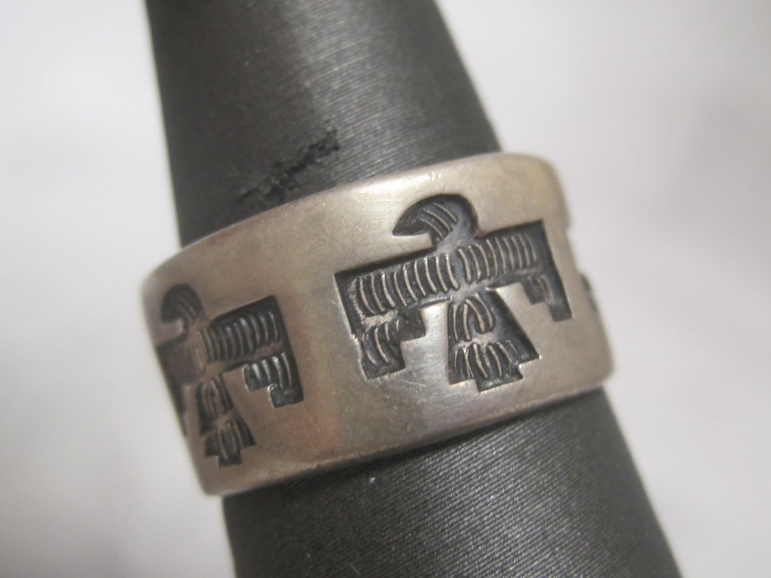 Sterling Silver Native American Phoenix Thunderbird Band Ring - 2