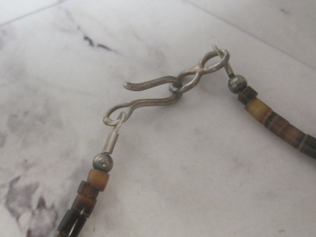 16 1/2" Native American Turquoise & Bovine Bead Necklace with Silver Hook Clasp - 5