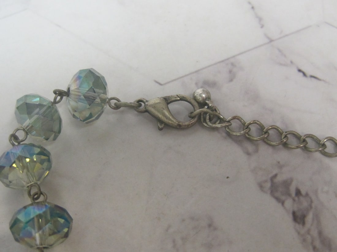 21" Vintage Faceted Cut Crystal Aurora Borealis Beaded Necklace - 4