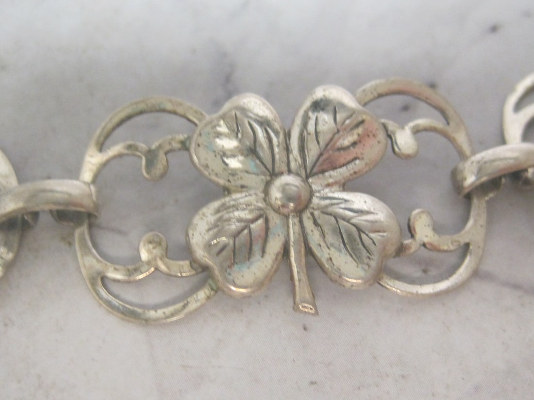 7" Sterling Silver 1946-1950 Clover Bracelet by Lang - 3