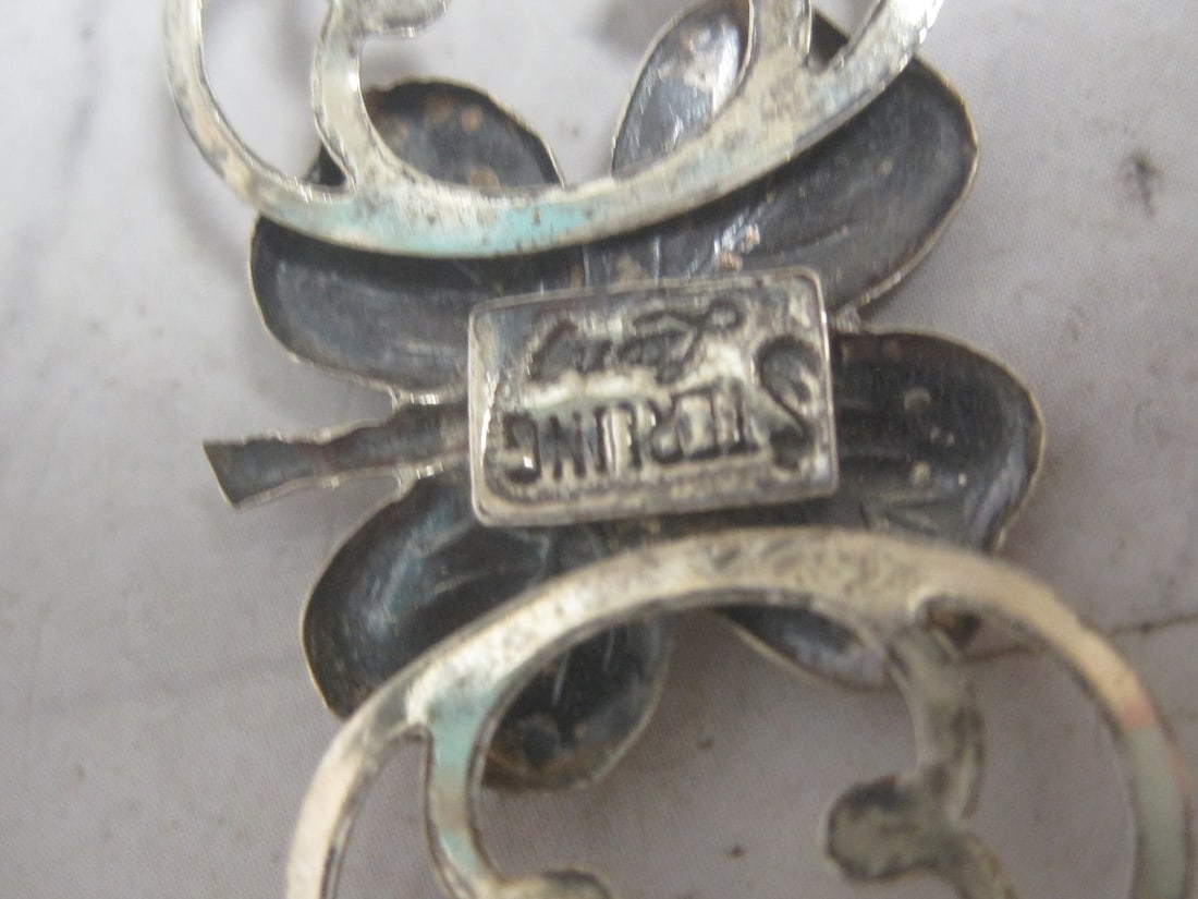 7" Sterling Silver 1946-1950 Clover Bracelet by Lang - 5