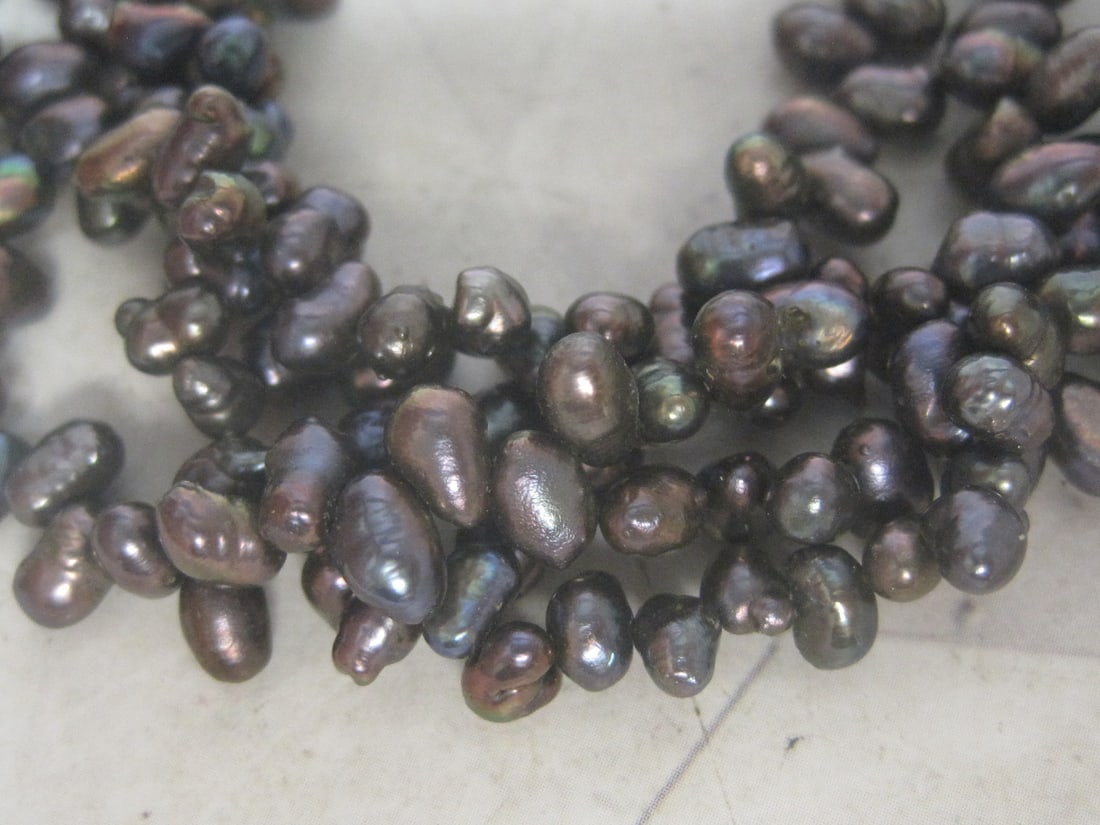 7 1/2" Vintage 4 Strand Tahitian Baroque Pearls Bracelet - 3